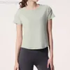 Desginer Alooo Yoga Top Shirt Clothe Short Woman Summer Cool Cloths Womens Fitness Jump Sports Short Sleeve Top Pilates Training T-shirt