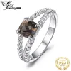 Solitaire Ring JewelryPalace Genuine Natural Smoky Quartz 925 Sterling Silver Rings for Women Rope Solitaire Gemstone Jewelry Engagement Band d240419