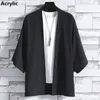 Ethnic Clothing Men's Lightweight Kimono Jacket Women Seven Sleeve Open Front Cardigan Coat Japanese Style Bathrobe