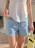 Dames shorts jeans zomer mini wide been vrouwen houden van borduurwerk mode casual losse dames broek hoge taille Koreaanse vrouw