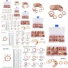 GPS GPS 200 Pcs Copper Washer Nut and Bolt Set Flat Ring Seal Assortment Kit with Box M5/M6/M8/M10/M12/M14 for Sump Plugs Gasket GPS GPS