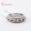 Cluster Rings High Quality Wide Verge Women Female Party Engagement Jewelry 925 Sterling Silver Finger Lace Ring With Color Crystal