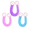 1PC Pink U Shape Soft Jelly Double Dildos Vagina Artificial sexy Toys Shop For Couple Women Gay Lesbian Masturbators Anal Plug