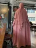 Vêtements ethniques Ramadan 2 pièces Set Long Khimar Robe Musulman Ensembles musulmans Abaya Femmes Prayer Garment Saudi Robe de prière Eid Niqab Jilbab D240419