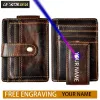 Plånböcker nötkreatur manlig verklig läder kreditkort fodral Bill Holder Magnet Money Clip Slim Handy Wallet Mini Fram Fack Purse For Men 1025C