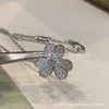 Designer merk Van High Edition Lucky Diamond Clover ketting voor vrouwen 925 zilveren volledige precisie bloemblaadjes hanger met kraagketen
