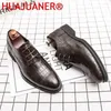 Sapatos casuais Oxford Leather Men Lace-up Solid Crocodile Pattern Derby Business Formal Busined Toe Shoe Spring Autumn