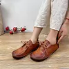 Casual Shoes Koznoy 1cm Ethnic Manual Suture Genuine Leather Flats Loafers Moccasins Lazy Slip On Soft Comfy Summer Women Leisure