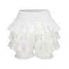 Kjolar 2024 sommar mode elegant minikjol kvinnor hög midja söt söt skikt ruffled klänning shorts