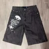 Short pour hommes mignon motif de dessin animé imprimé en denim bouffant de denim décontracté.