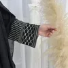 Ethnische Kleidung Keffiyeh Offen Abaya mit Stickerei Hülse Palästina Muslim Kimono Abayas für Frauen Dubai Turkey Islam Kaftan Hijab Robe