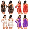 Sous-vêtements femmes sexy set lingerie papillon fesse à manches moyennes jupe à manches de nuit mini-robe en peluche