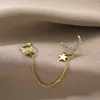 Bengelen oorbellen mode goud kleur maan star clip oor voor vrouwen eenvoudig nep kraakbeen lange kwikketen manchetjewelwelry -wholesale