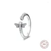 Clusterringe 925 Sterling Silber Sparkling Dragonfly Open for Women Mode Schmuck Hochzeit Statement Ring Party Bague Großhandel Großhandel