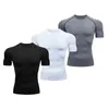メンズTシャツ3ピースメンズ圧縮Tシャツフィットネスランニングとタイトフィッティング衣料品のスポーツトップ
