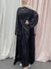 Этническая одежда 2 штука, соответствующая мусульманским наборам, хиджаб платье Ид атласный аталя для женщин Дубай Открытый Абайя Турция Внутренние платья африканское ислам