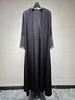 Roupas étnicas Muslim Outwear Abaya Kaftan Mulheres Jilbabs Manga de rede Com Rhinestone Oração Cardigan Coat Roupas Islâmicas Dubai Robes Saudi D240419