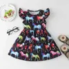 Abiti da ragazza Nuovo abito da ragazza vestito da bambina Colore casual Unicorno Dinosauro adorabile abbigliamento in cotone estivo coreano per bambini abiti da bambina d240419