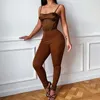 Women's Two Piece Pants Solid Color Fashionable Casual Sexy Bodysuit Set Onesie