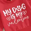 Kläduppsättningar småbarn Baby Boys Valentine's Day Outfit Long Sleeve Letters Pullover Sweatshirt och Jogger Pants Set