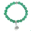 Pärlstrand charm hög kvalitet grön natursten ohm buddha lotus armband män och kvinnor smycken pseira hombres mode gåvor släpp otbje