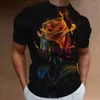 Camisetas para hombres Fashion Mens Camiseta 3D Flower estampado Copas cortas de lve strt Camiseta Rose Camiseta Strtwear