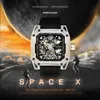 North Edge Space X 2024 Men's Mechanical Watches rostfritt stål skelett automatiskt klocka för män vattentäta måsar