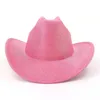 Berets Candy Couleur solide Western Cowboy Hat Men des hommes femmes au printemps jazz élégant rose cow-girl sombrero Caps roulant soleil