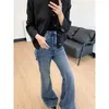 Jeans femminile Deeptown Y2K Flare vintage Donne High Wit Whip Gamba Blu pantaloni Dormine Autunno Corea Corea Gyaru Streetwear Pantaloni