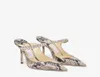 Designer talons femmes chaussures habillées de luxe Bing 100 mules en cuir breveté avec bracelet en cristal TOE POINTY