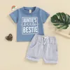 Kläderuppsättningar Småbarn Infant Baby Boys Summer Outfits Letter Print Kort ärm T-shirts Toppar och shorts Set 2st kläder