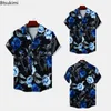 Herren lässige Hemden 2024 Hawaii Stil Männer Trend Roseabdruck Kurzarm Tops Man Holiday Männliche Strandhemd Bluse Streetwear