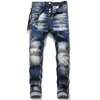 brand jeans man graphic jeans for mens black woman light blue pant European Zipper Pocket Classic Grey Jean Trendy Hip-hop Ripped Pants Holes Trousers design jean pant