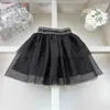 Popular girls dresses sets white t shirts with black mesh skirts high quality baby two pieces sets designer kids summer cake skirts sets