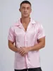 Men's Casual Shirts Men Button-up Luxury Satin Shirt Vintage Themed Party Disco Costume Wedding Prom Solid Color Sleeping Blouse Top