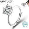 Anello solitario urmylady gra certificato 1-3ct anello moissanite vvs1 lab diamante ad anello regolabile per donne impegnativo promessa gioielli a fedi nuziali d240419