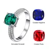 Solitaire Ring JewelryPalace Green Simulated Nano Emerald Created Ruby Ring 925 Sterling Silver Gemstone Solitaire Engagement Rings for Women d240419