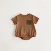 Clothing Sets Summer Infant Born Set O-neck Stripe Short Sleeve T-shirt Bodysuit Green Grey Straps Shorts Baby Boy Girl Clothes E24286