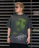 Heren t-shirts co-merkstijl heilige Michael los portret vintage t-shirt hoogwaardige print washad cilindrische korte slev strtwear t240419