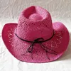 Cappelli larghi cappelli di paglia cappello da cowboy occidentale elegante in stile da cowboy con arredamento per perle regolabile pennellabile per esterno