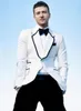 2017 New England Style Men Tuxedos Special Collar Design Groom Wedding Suits Stylish White Business Men Suits JacketPantsBow1868437