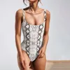 Costume da bagno conservatore con stampa leopardata e stampa di serpenti, costume da bagno con un pezzo da donna sexy per donne