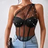 Женские танки пляж-блютер Bustier Tops Tops Блаженные рукава без рукавов с кружевными кружевными