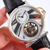 Rotonde Flying Tourbillon Mechanical Hand Winding Mens Watch Rmsf Steel Case Silver White Roman Digne noir