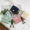 Shoulder Bags Women Stripe Corduroy Crossbody Daisy Embroidery Canvas Zipper & Messenger Bag Phone Coin Money Handbags For Girls