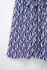Robes décontractées de base Traf Blue Impression Boho Shirt Robe Femme Femme Robes longues pour femmes 2024 Couchée midi à manches courtes Femme Summer Beach Female Robe 240419