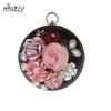 Bolsas de noite vendendo flores artesanais embreagem para mulheres mini carteiras circulares redondas wy123