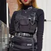 Paczki moda kula Hip Hop kamizelka uliczna torba na klatkę piersiową dla kobiet funkcjonalne torby taktyczne w kamizelce dla mężczyzn czarne torby na klatkę piersiową 233