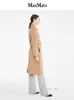 Abrigo de lujo Caza de cachemir Designer Coat Womens Wool Blend Coat Maxmaras Womens Camisa de doble pecho de collar de lana larga