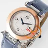 Pasha W2PA0007 Swiss Quartz Womens Watch AF 30mm Two Tone Rose Gold White Textured Dial Blue Leather Ladies Watches Lady Super Edition Reloj De Mujer Puretime PTCAR